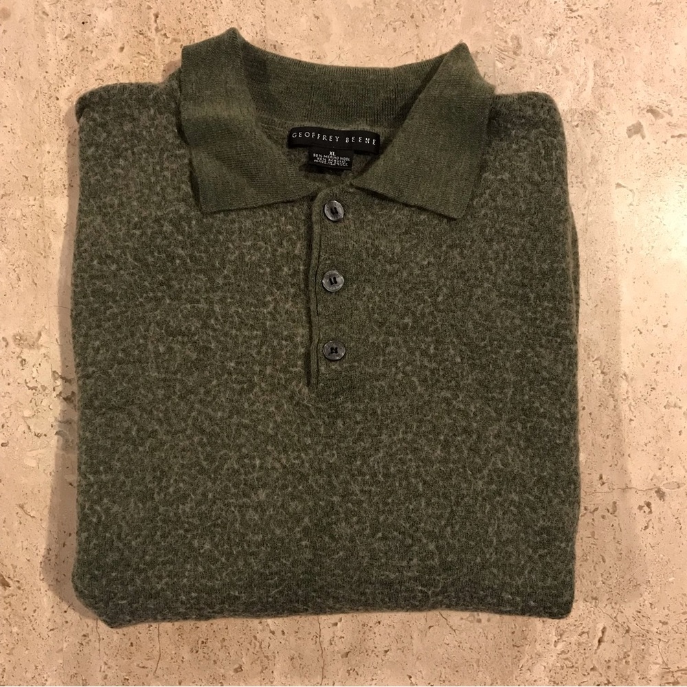 Geoffrey Beene Green Wool Sweater size XL - Picture 2 of 5